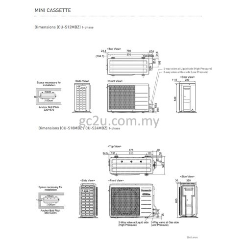 PANASONIC CS-S12SB4HW / CU-S12MBZ MINI CASSETTE INVERTER 1.5HP-2.5 HP