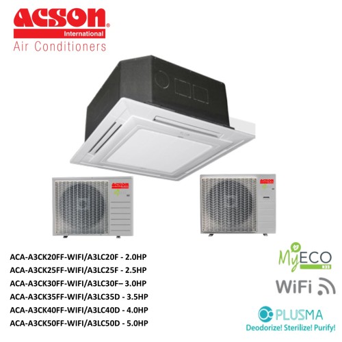 ACSON A3CK-F-WIFI/A3LC-F CEILING CASSETTE BUILT IN WIFI NON-INVERTER R32 1.0HP - 5.0HP  AIR CONDITIONER 