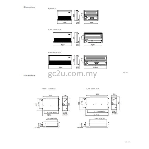 PANASONIC S18PTB/U18PVB5L CEILING EXPOSED 2.0 HP-6.0 HP NON-INVERTER FRESH (R-410A) 1 PHASE & 3 PHASE