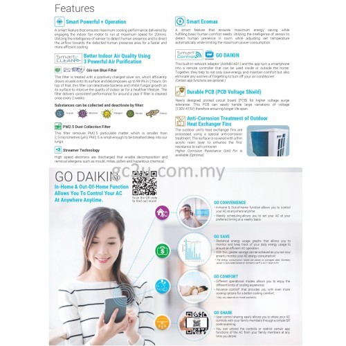 DAIKIN FTKH-B/RKU-B-3WMY-LF WALL SMARTO WIFI INVERTER 1.0HP - 2.0HP  R32 (GIN ION)