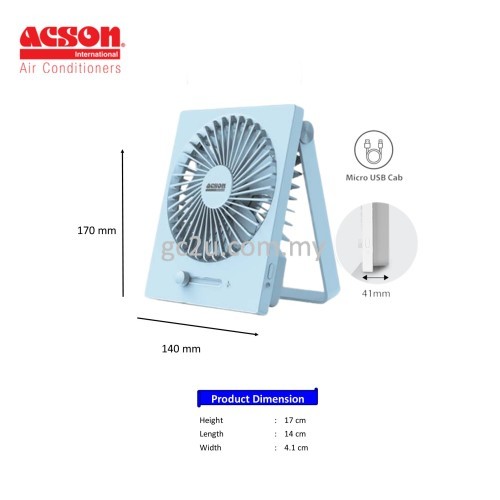 ACSON MINI FAN USB ATF04A (BLUE&PINK) & TABLE FAN ATF06B (BLUE&PINK)