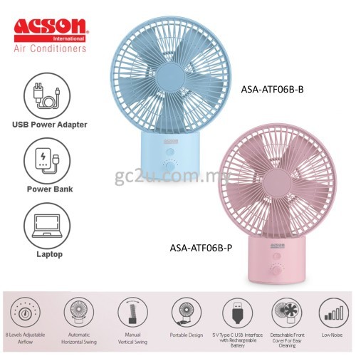 ACSON MINI FAN USB ATF04A (BLUE&PINK) & TABLE FAN ATF06B (BLUE&PINK)