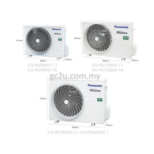 PANASONIC CS/CU-PU9XKH WALL INVERTER R32 (STANDARD) 1.0HP-2.5 HP (PU-X SERIES)